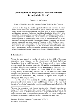 On the semantic properties of non-finite clauses in early child Greek