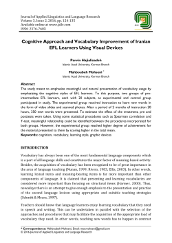 Cognitive Approach and Vocabulary Improvement of Iranian EFL