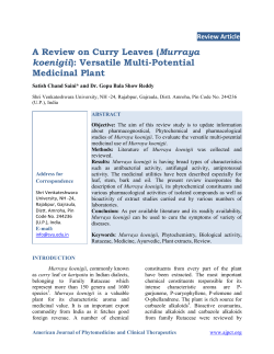 A Review on Curry Leaves (Murraya koenigii): Versatile