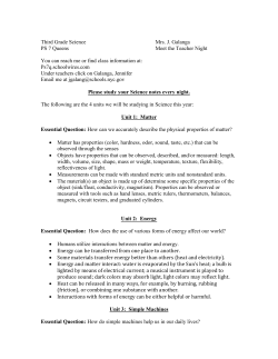 Third Grade Science Mrs. J. Galanga PS 7 Queens Meet the