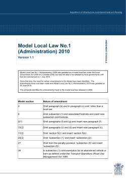 Amendment Schedule - Model Local Law No.1 (Administration) 2010