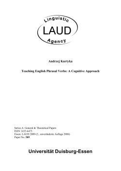 Teaching English Phrasal Verbs: A Cognitive Approach