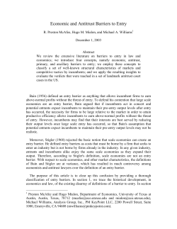 Economic and Antitrust Barriers to Entry