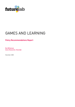 Games and learning: policy recommendations report
