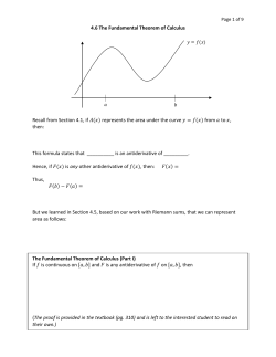 4.6 The Fundamental Theorem of Calculus Recall from Section 4.1