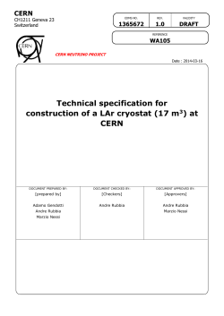 Technical specification for construction of a LAr cryostat (17 m 3 )