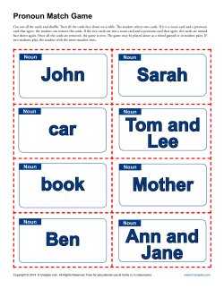 Pronoun Match Game | Pronoun Agreement