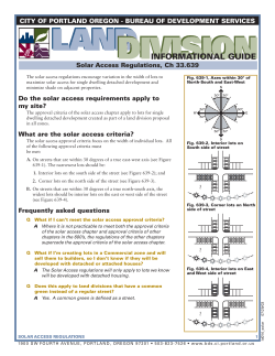 Solar Access Regulations - 7/29/03