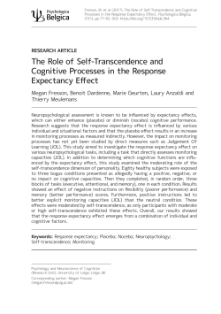 The Role of Self-Transcendence and Cognitive Processes in the