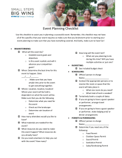 Event Planning Checklist Use this checklist to assist you in planning