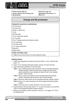 Equipment required per student/group: Five test tubes Test tube rack