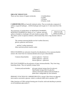 Glucose is the KING of CHOs! Chapter 2