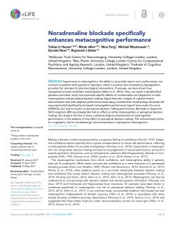 Noradrenaline blockade specifically enhances metacognitive