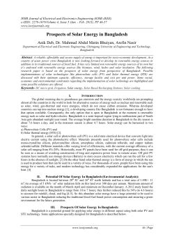 Prospects of Solar Energy in Bangladesh