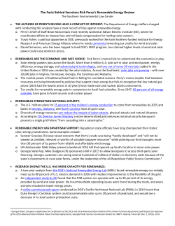 The Facts Behind Secretary Rick Perry`s Renewable Energy Review