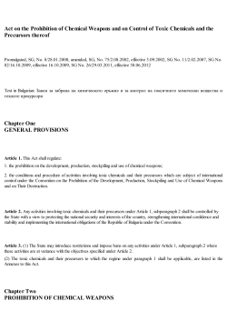 Act on the Prohibition of Chemical Weapons and on Control of Toxic