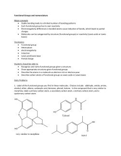Functional Groups and nomenclature Major concepts Stable