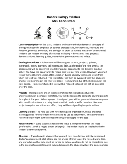 Honors Biology Syllabus Mrs. Cannistraci