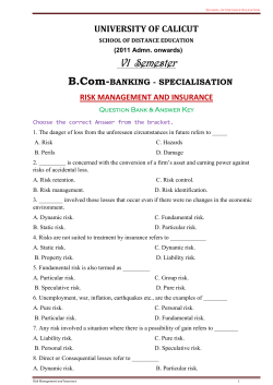 Risk Management and Insurance
