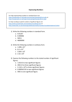 Expressing Numbers 1) Write the following numbers in standard