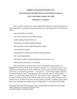 Building an International Financial Centre Paper prepared for the