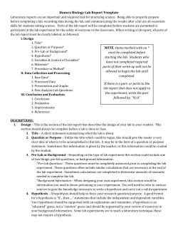 Honors Biology Lab Report Template NOTE: Items marked with an