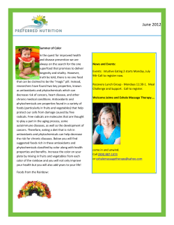 June 2012 Summer of Color In the quest for improved health and