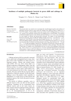 Incidence of multiple pathogenic bacteria in green chilli and