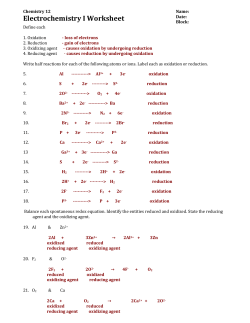 Label the species that is reduced, that is oxidized, the reducing