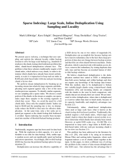Sparse Indexing: Large Scale, Inline Deduplication Using