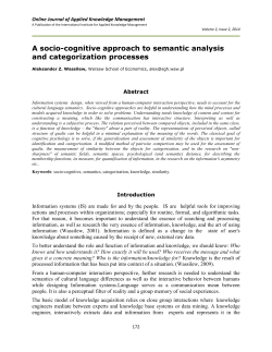 A socio-cognitive approach to semantic analysis and categorization