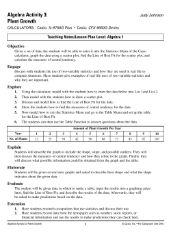 Algebra Activity 3: Plant Growth