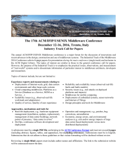 The 17th ACM/IFIP/USENIX Middleware Conference December 12