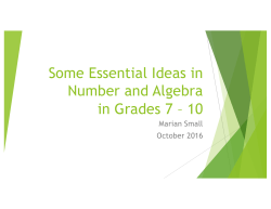 Some Essential Ideas in Number and Algebra in Grades 7 &ndash; 10