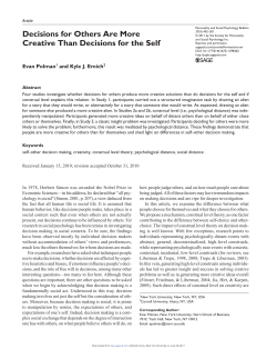 Decisions for Others Are More Creative Than Decisions for the Self