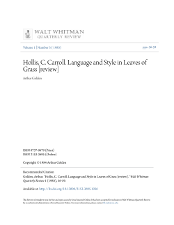 Hollis, C. Carroll. Language and Style in Leaves of Grass [review]