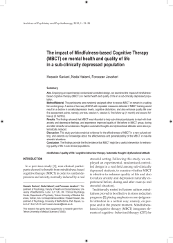 The impact of Mindfulness-based Cognitive Therapy (MBCT) on