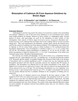 Biosorption of Cadmium (II) From Aqueous Solutions by Brown Algae
