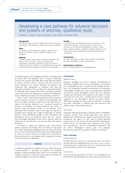 Developing a care pathway for advance decisions and powers of