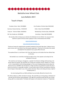 Balclutha Inner Wheel Club. June Bulletin 2017. Touch A Heart.