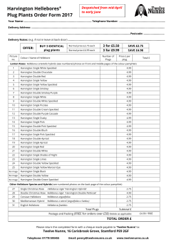 Harvington Hellebores&reg; Plug Plants Order Form 2017