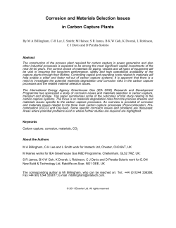 Corrosion and Materials Selection Issues in Carbon Capture Plants