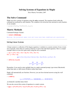 Solving Systems of Equations in Maple The Solve Command Matrix