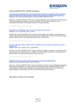 Publications based on results generated with miRCURY