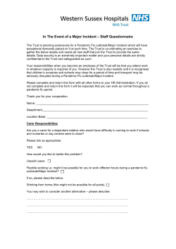Pandemic Flu/ Major Incident &ndash; Staff