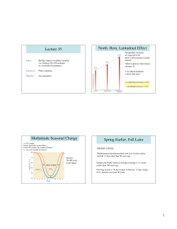 Lecture 35 North. Hem. Latitudinal Effect Midlatitude Seasonal