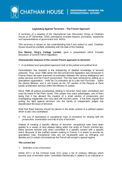 Legislating Against Terrorism &ndash; The French