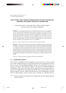 ISOLATION AND CHARACTERIZATION OF HALOTOLERANT