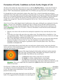 Formation of Earth, Conditions on Early Earth, Origins of Life