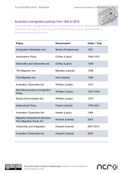 Australian Immigration Policies Worksheet Answers
